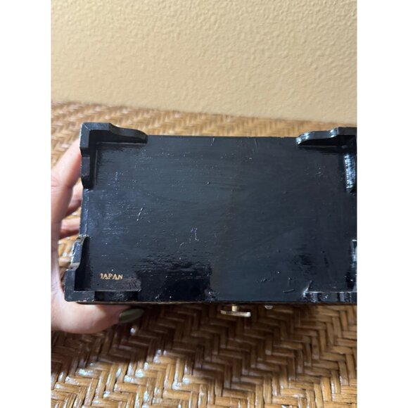 Vintage Hand-Painted Japanese Lacquerware Jewelry Box With Scenic Landscape - Picture 7 of 14